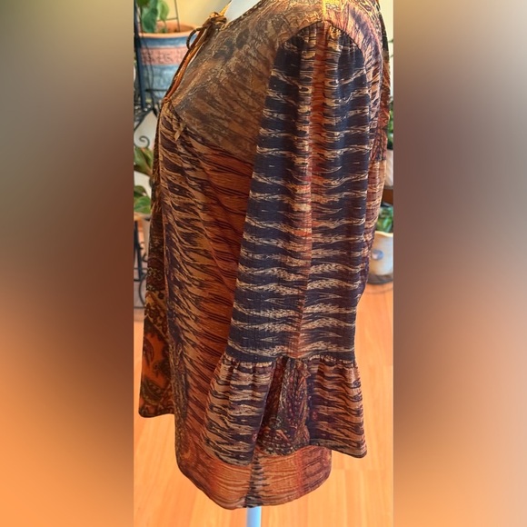 Dressbarn Boho Peasant Size Small Bell Sleeves Women’s Blouse Southwestern Print - Picture 13 of 16